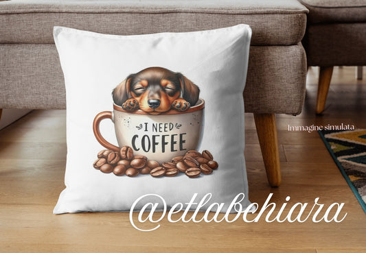 Federa Cuscino Decorativo Bassotto Coffee Cup