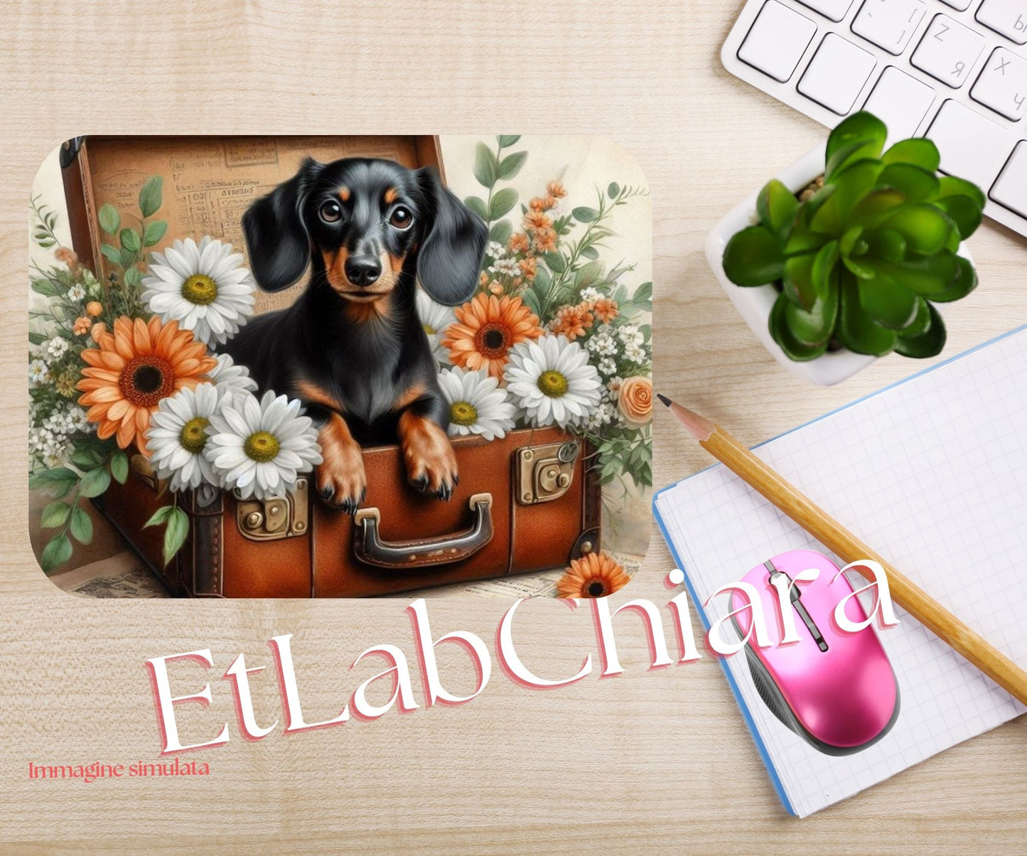 Tappetino Mouse Bassotto Valigia